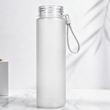 Premium Frosted Glass Water Bottle with Carry Strap Reusable Leakproof Drinking Bottle Food Grade Beverage Container for Travel Office Gym