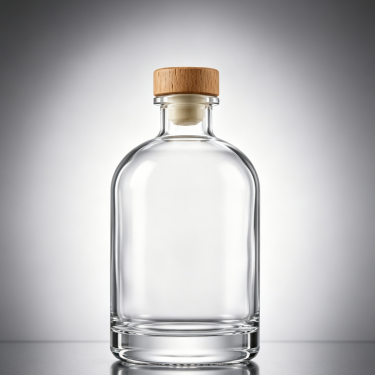 Premium Clear Glass Wine Bottle Round Spirit Bottle With Wooden Cap For Whiskey Vodka Brandy Rum Beverage Packaging