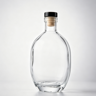 Premium Clear Glass Wine Bottle Round Flat Spirit Bottle with Screw Cap for Liquor Whiskey Wine Juice Beverage Packaging
