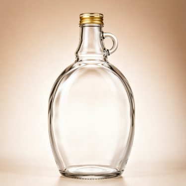 Custom Clear Glass Wine Bottle Round Flat Liquor Bottle Premium Whiskey Vodka Brandy Glass Packaging with Screw Cap