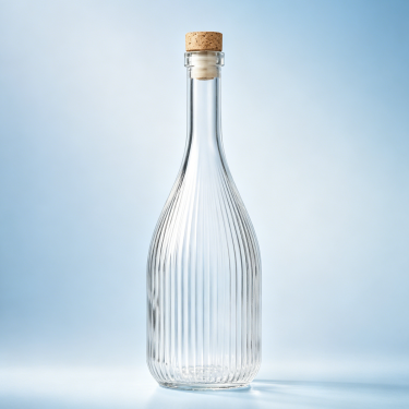 Premium Clear Ribbed Glass Wine Bottle with Cork Stopper Tall Beverage Spirit Packaging Container 250ml 350ml 500ml