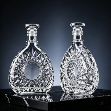Luxury Embossed Crystal Glass Wine Decanter Bottle Elegant Spirit Whiskey Packaging Container 770ml Premium Clear Glass