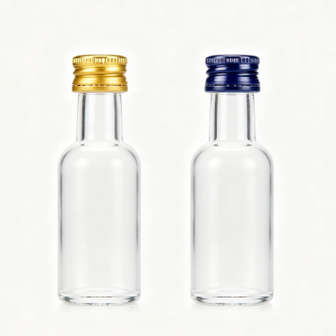 Premium 30ml Clear Glass Wine Bottle Mini Liquor Bottle Spirit Sample Packaging Bottle with Metal Cap for Beverage