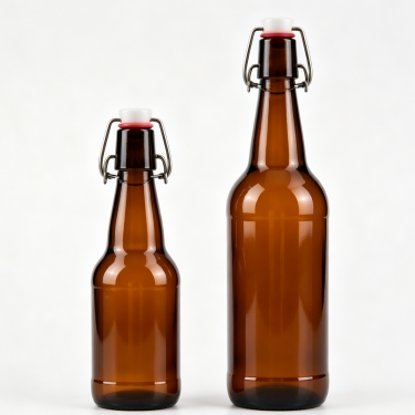 Premium Amber Glass Swing Top Beer Bottle Reusable Airtight Brewing Beverage Storage Bottle for Craft Beer Kombucha