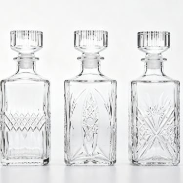 Premium Clear Glass Whiskey Decanter Bottle Luxury Embossed Spirit Storage Bottle with Stopper for Liquor Wine Display