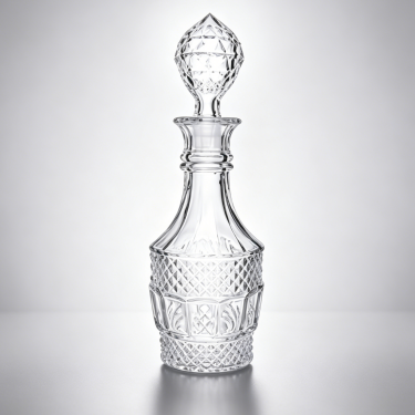 Luxury Embossed Glass Wine Bottle with Crystal Leaf Stopper Premium Decanter for Whiskey Brandy Liquor Packaging