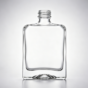 Premium Clear Glass Wine Bottle Flat Flask Shape Liquor Spirit Packaging Bottle With Screw Neck Custom Branding