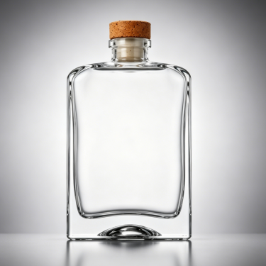 Premium Clear Glass Wine Bottle Flat Flask Shape Liquor Bottle With Cork Stopper For Whiskey Brandy Vodka Beverage Packaging