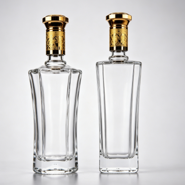 Luxury Clear Glass Whiskey Bottle Premium Spirits Decanter Bottle with Decorative Stopper for Vodka Brandy Liquor Packaging