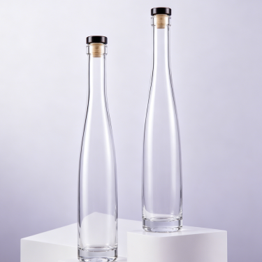 Premium Tall Clear Glass Wine Bottle with Black Cap Elegant Spirit Beverage Packaging Container 400ml 550ml