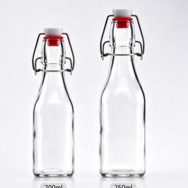 Premium Clear Glass Swing Top Wine Bottle Reusable Airtight Beverage Bottle for Wine Juice Kombucha Water Storage