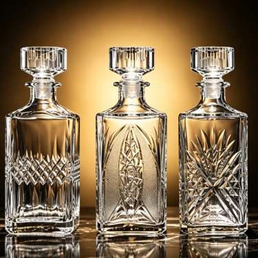 Premium Clear Glass Whiskey Decanter Bottle Luxury Embossed Spirit Storage Bottle with Stopper for Liquor Wine Display