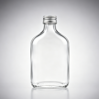 Premium Clear Glass Wine Bottle Flat Flask Style Liquor Bottle Beverage Packaging Container with Screw Cap Custom Design