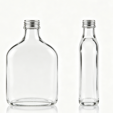 Premium Clear Glass Wine Bottle Flat Spirit Bottle Beverage Packaging Container with Screw Cap for Liquor and Wine