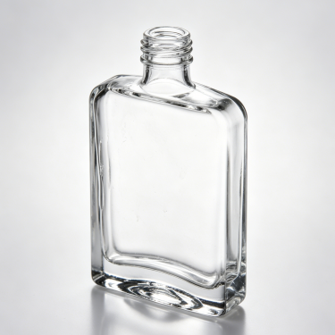 Premium Clear Glass Wine Bottle Flat Flask Shape Liquor Spirit Packaging Bottle With Screw Neck Custom Branding