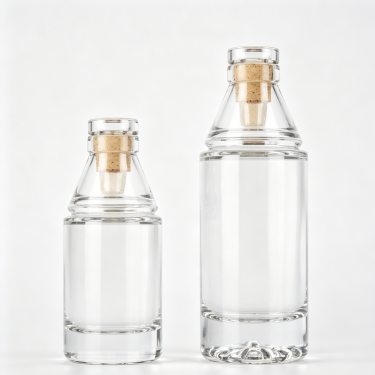 Premium Clear Glass Wine Bottle Thick Base Spirit Bottle with Cork Stopper for Liquor Whiskey Vodka Beverage Packaging