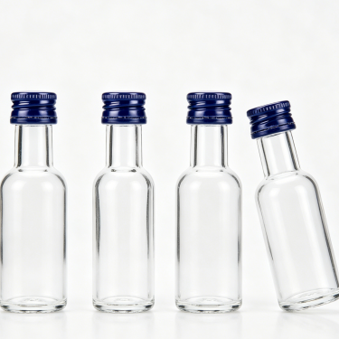 Premium 30ml Clear Glass Wine Bottle Mini Liquor Bottle Spirit Sample Packaging Bottle with Metal Cap for Beverage