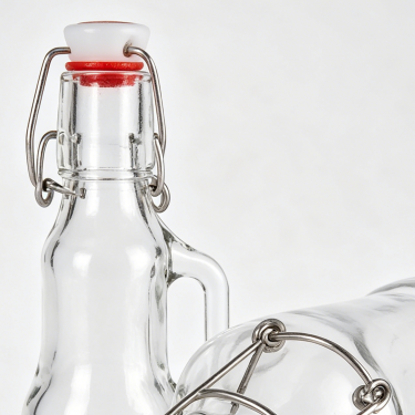 Premium Clear Glass Swing Top Wine Bottle Reusable Airtight Liquor Beverage Storage Bottle with Handle for Home Brewing