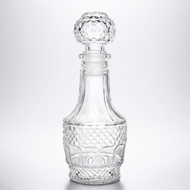 Luxury Embossed Glass Wine Bottle with Crystal Stopper Decorative Spirits Decanter for Whiskey Brandy Liquor Packaging