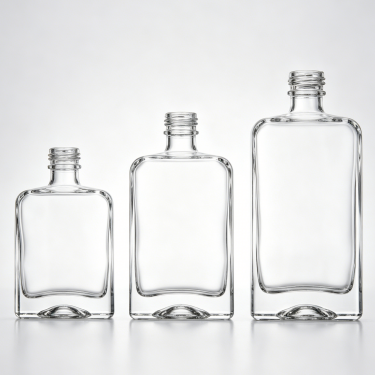 Premium Clear Glass Wine Bottle Flat Flask Shape Liquor Spirit Packaging Bottle With Screw Neck Custom Branding
