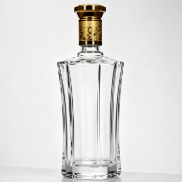 Luxury Clear Glass Whiskey Bottle Premium Spirits Decanter Bottle with Decorative Stopper for Vodka Brandy Liquor Packaging