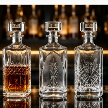 Premium Clear Glass Whiskey Decanter Bottle Luxury Embossed Spirit Storage Bottle with Stopper for Liquor Wine Display
