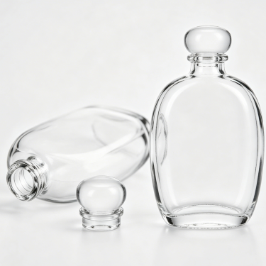 Premium Clear Glass Wine Bottle Oval Spirit Bottle Decorative Liquor Container For Whiskey Brandy Vodka Rum Beverage Packaging