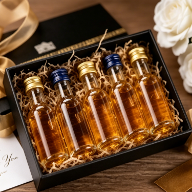 Premium 30ml Clear Glass Wine Bottle Mini Liquor Bottle Spirit Sample Packaging Bottle with Metal Cap for Beverage