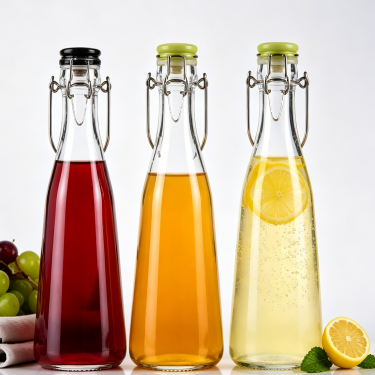 Premium Clear Glass Swing Top Wine Bottle Large Capacity Reusable Airtight Beverage Bottle for Wine Juice Water Storage