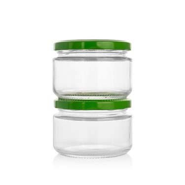 Round glass container wide mouth 240ml glass jar with 82mm twist off metal lid bulk