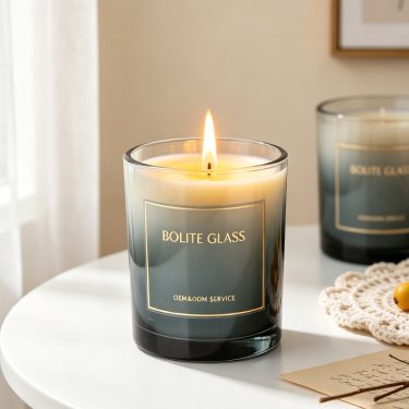 Wholesale custom gradient color luxury 7oz 11oz glass candle jars with lids