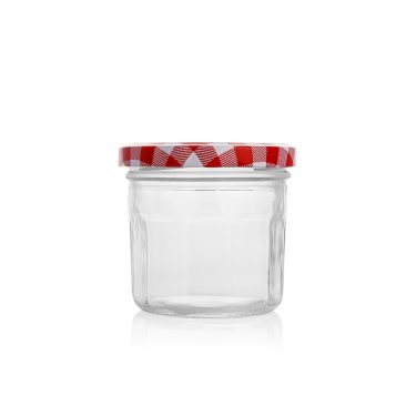 Empty wide mouth glass jam jars with custom airtight lid for sale