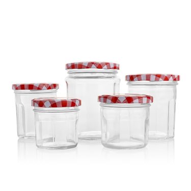 Empty wide mouth glass jam jars with custom airtight lid for sale
