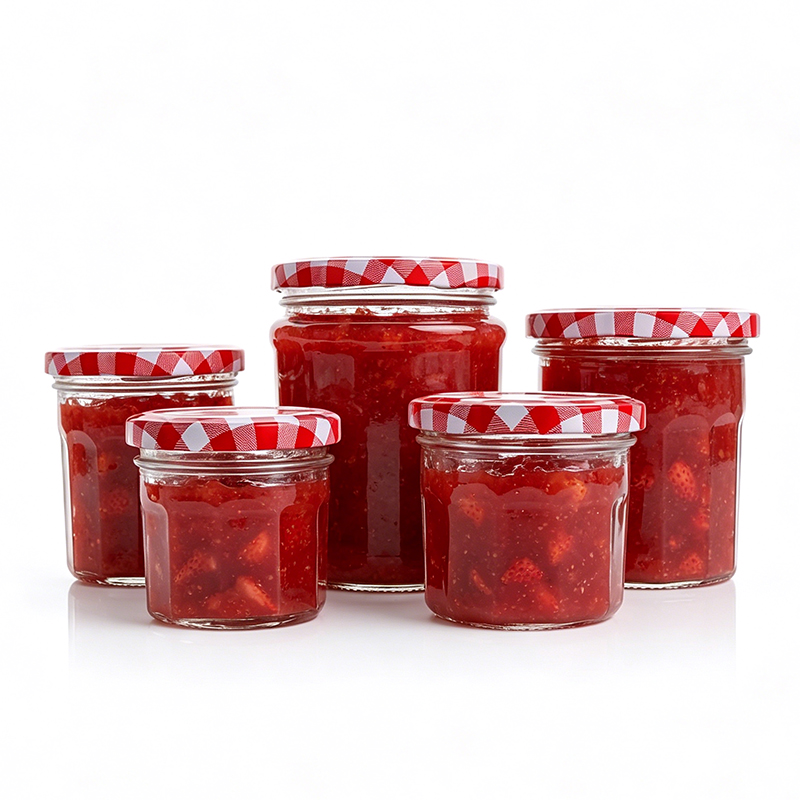 Empty wide mouth glass jam jars with custom airtight lid for sale