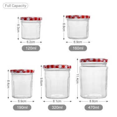 Empty wide mouth glass jam jars with custom airtight lid for sale