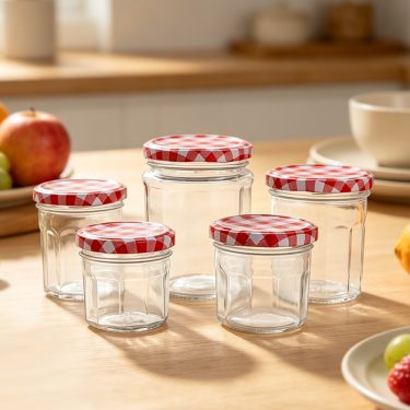 Empty wide mouth glass jam jars with custom airtight lid for sale