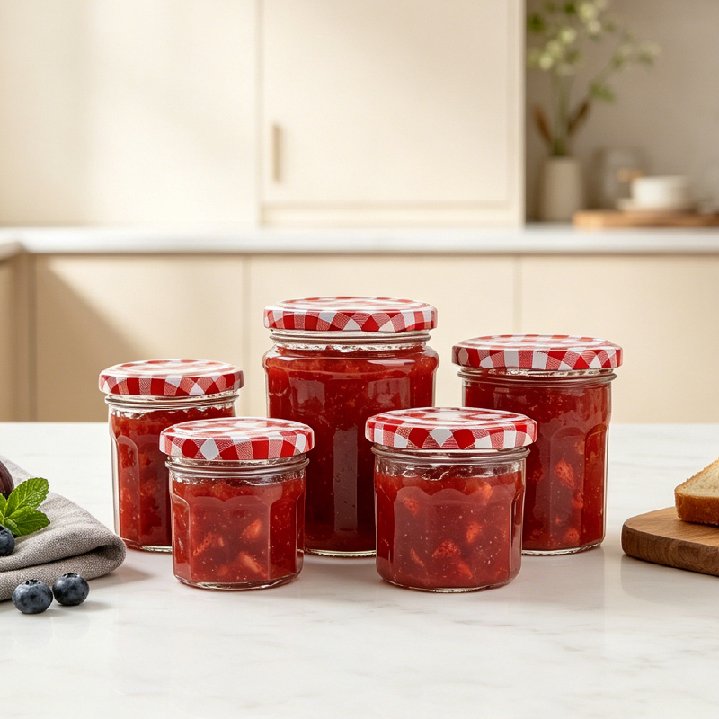 Empty wide mouth glass jam jars with custom airtight lid for sale