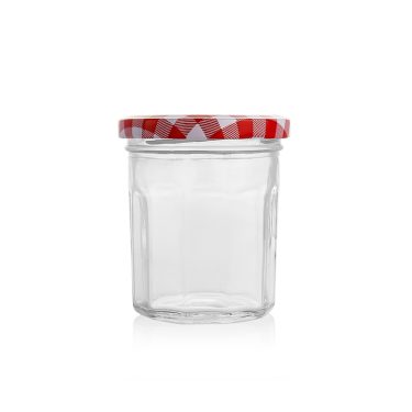 Empty wide mouth glass jam jars with custom airtight lid for sale