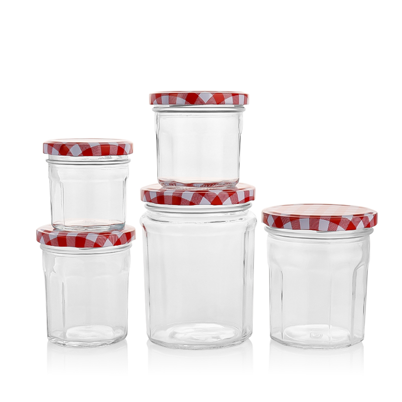 Empty wide mouth glass jam jars with custom airtight lid for sale
