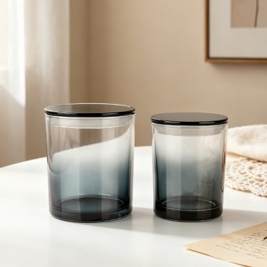Wholesale custom gradient color luxury 7oz 11oz glass candle jars with lids