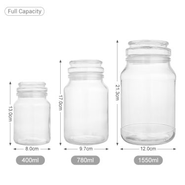 400ml 780ml 1500ml Glass empty freeze dried instant coffee jar with glass lid bulk