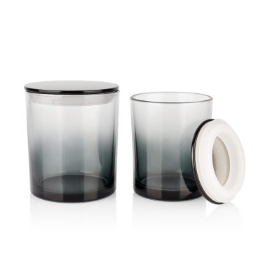 Wholesale custom gradient color luxury 7oz 11oz glass candle jars with lids