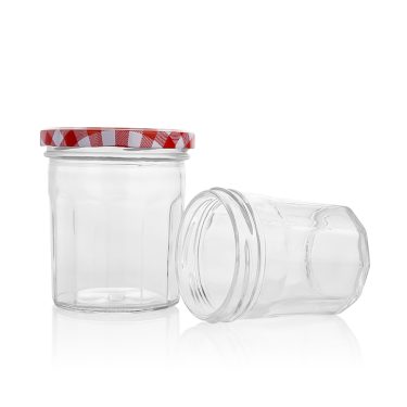 Empty wide mouth glass jam jars with custom airtight lid for sale