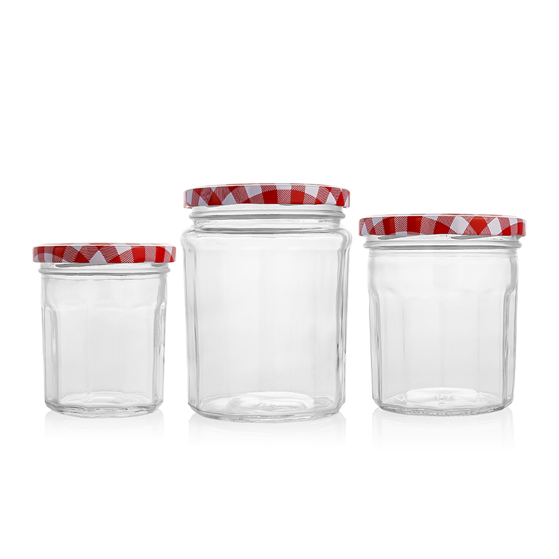 Empty wide mouth glass jam jars with custom airtight lid for sale