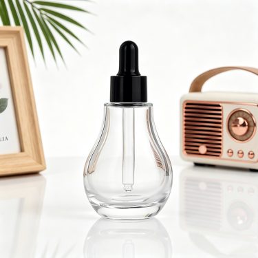 40ml Blown Clear Glass Dropper Bottle With Black Pipette Elegant Essential Oil Cosmetic Bottle