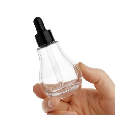 40ml Blown Clear Glass Dropper Bottle With Black Pipette Elegant Essential Oil Cosmetic Bottle