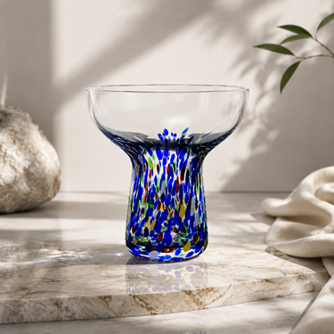 Vintage Short Stem Colored Dot Wine Glass Retro Light Luxury Crystal Cocktail Glass Household Drinking Cup