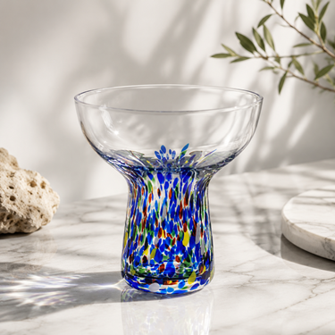 Vintage Short Stem Colored Dot Wine Glass Retro Light Luxury Crystal Cocktail Glass Household Drinking Cup