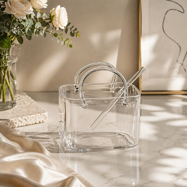 Handmade Blown Glass Cup With Rose Flower Shape Design For Elegant Drinking Decoration And Gift