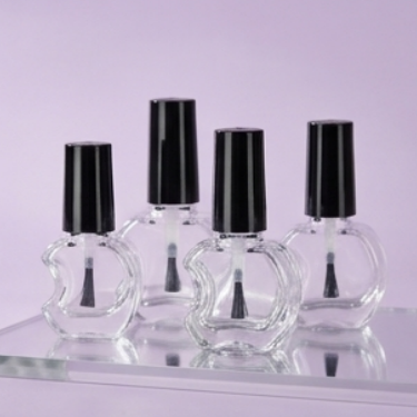 Clear Apple Shaped Glass Nail Polish Bottle Empty Refillable Cosmetic Containers with Black Brush Cap for DIY Nail Art Varnish Gel